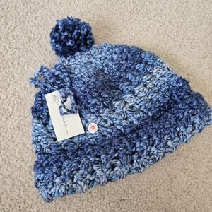 HANDMADE OOAK Pom-Pom Hat Toque Beanie - Blue